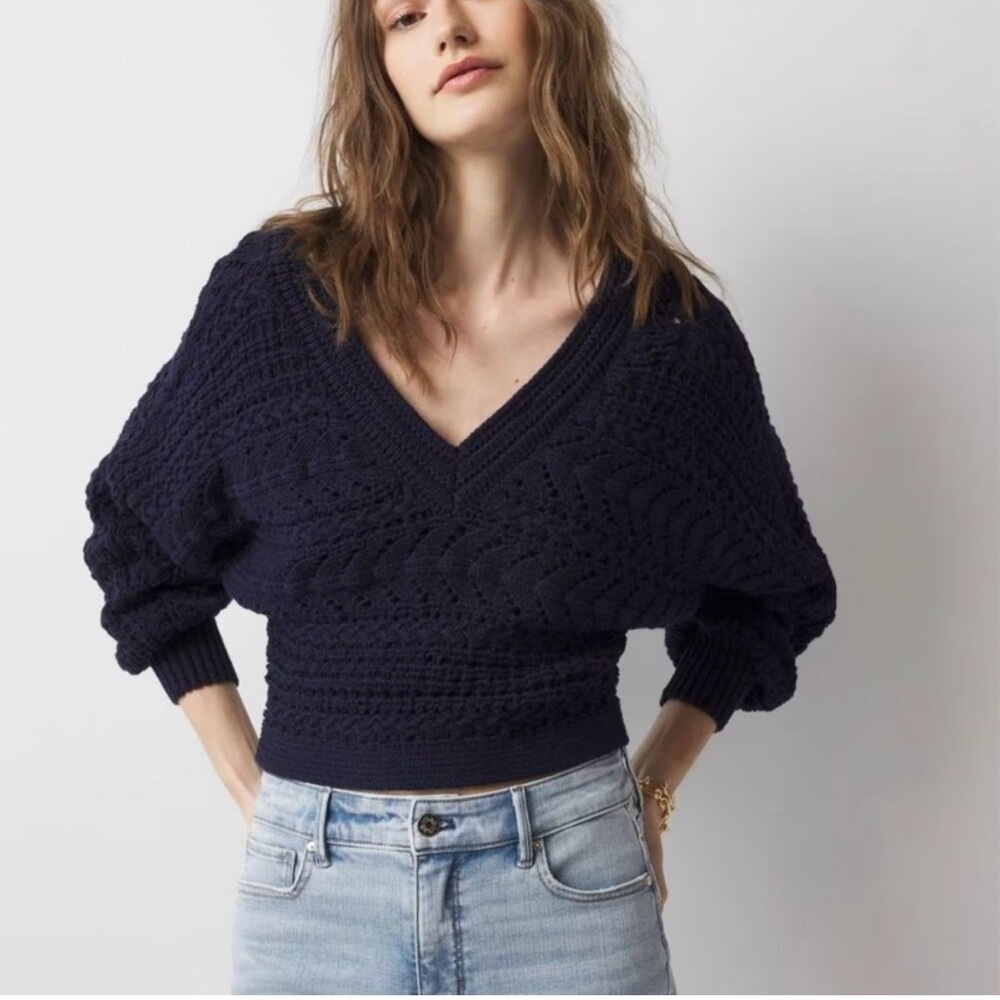 White House Black Market Deep Blue V-Neck Sweater
